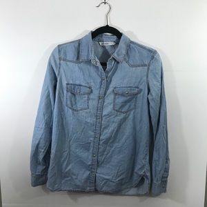 Zara Chambray Button Up Medium